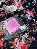 King Size Cotton Flat Bedsheet Set | Black Red Floral Print | With 2 Stitched Pillow Covers (Copy)