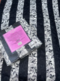 King Size Cotton Flat Bedsheet Set | Black Floral Lining Print | With 2 Stitched Pillow Covers