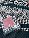 King Size Cotton Flat Bedsheet Set | Dark Green Black Floral Print | With 2 Stitched Pillow Covers