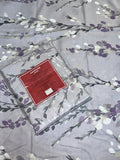 King Size Cotton Flat Bedsheet Set | Lilac Floral Print | With 2 Stitched Pillow Covers