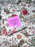 King Size Cotton Flat Bedsheet Set | Off White Red Floral Print | With 2 Stitched Pillow Covers