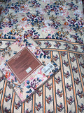 King Size Cotton Flat Bedsheet Set | Off White Floral Print | With 2 Stitched Pillow Covers