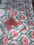 King Size Cotton Flat Bedsheet Set | Peach Floral Print | With 2 Stitched Pillow Covers