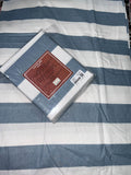 King Size Cotton Flat Bedsheet Set | Sky Blue Lining Print | With 2 Stitched Pillow Covers
