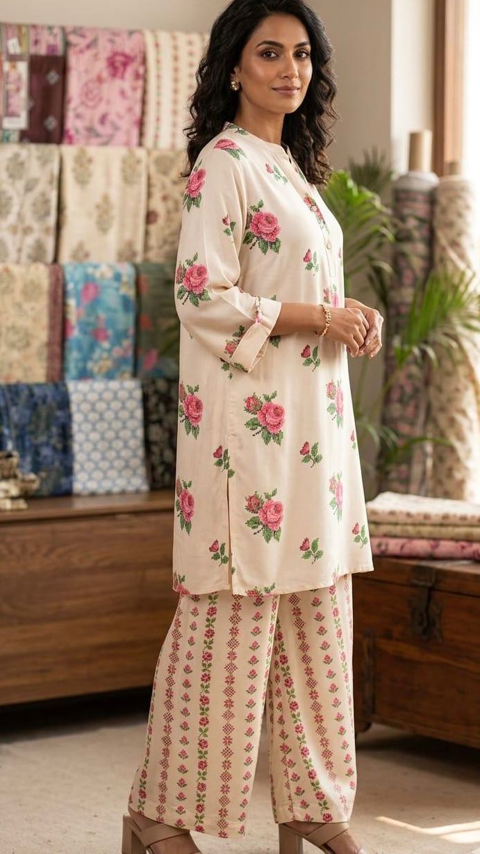 Crush Style 2 Piece Printed Suit – Soft & Trendy