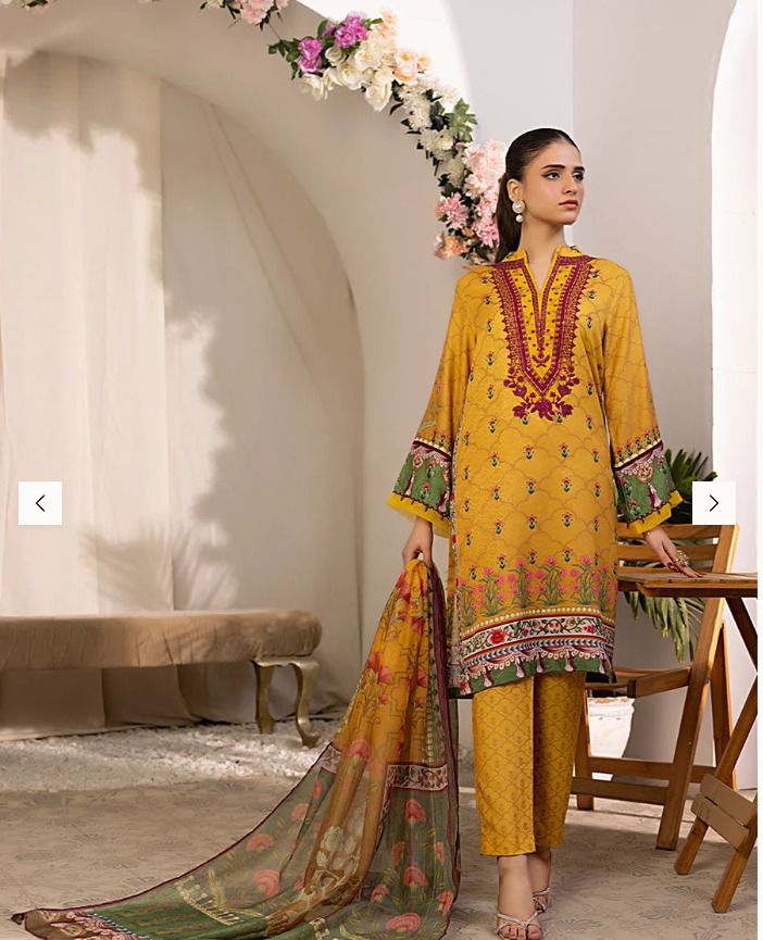 3 Piece Dobby Lawn Suit – Self Printed & Embroidered | Wrinkle-Free