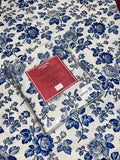 King Size Cotton Flat Bedsheet Set | White Blue Floral Print | With 2 Stitched Pillow Covers